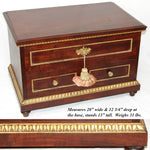Antique French 20" Solid Mahogany Tabletop 3-Drawer Chest, Empire or Louis XVI Revival