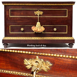 Antique French 20" Solid Mahogany Tabletop 3-Drawer Chest, Empire or Louis XVI Revival