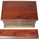 Antique French 20" Solid Mahogany Tabletop 3-Drawer Chest, Empire or Louis XVI Revival