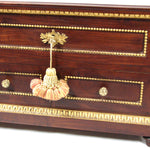 Antique French 20" Solid Mahogany Tabletop 3-Drawer Chest, Empire or Louis XVI Revival