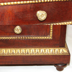 Antique French 20" Solid Mahogany Tabletop 3-Drawer Chest, Empire or Louis XVI Revival