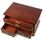 Antique French 20" Solid Mahogany Tabletop 3-Drawer Chest, Empire or Louis XVI Revival