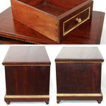 Antique French 20" Solid Mahogany Tabletop 3-Drawer Chest, Empire or Louis XVI Revival
