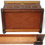 Antique French 20" Solid Mahogany Tabletop 3-Drawer Chest, Empire or Louis XVI Revival