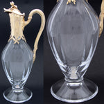 Antique French 18k Gold Vermeil on Sterling Silver & Bacarrat(?) Glass Claret Jug, Louis XV or Rococo Revival