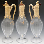 Antique French 18k Gold Vermeil on Sterling Silver & Bacarrat(?) Glass Claret Jug, Louis XV or Rococo Revival