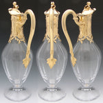 Antique French 18k Gold Vermeil on Sterling Silver & Bacarrat(?) Glass Claret Jug, Louis XV or Rococo Revival
