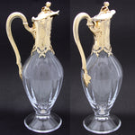 Antique French 18k Gold Vermeil on Sterling Silver & Bacarrat(?) Glass Claret Jug, Louis XV or Rococo Revival