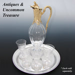 Antique French 18k Gold Vermeil on Sterling Silver & Bacarrat(?) Glass Claret Jug, Louis XV or Rococo Revival