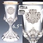 Antique Continental Silver 6.5" Goblet, Francois I Le Havre Crest with Crown & Salamander