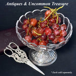 RARE Antique French Sterling Silver Grape Shears, Scissors, Winged Cherubs or Putti in Crown Top Box