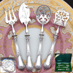 Antique French Sterling Silver 4pc Condiment or Hors d'Oeuvre Service Set in Box