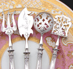 Antique French Sterling Silver 4pc Condiment or Hors d'Oeuvre Service Set in Box