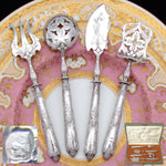 Antique French Sterling Silver 4pc Condiment or Hors d'Oeuvre Service Set in Box