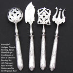 Antique French Sterling Silver 4pc Condiment or Hors d'Oeuvre Service Set in Box