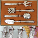 Antique French Sterling Silver 4pc Condiment or Hors d'Oeuvre Service Set in Box