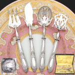 Antique French Sterling Silver 4pc Condiment or Hors d'Oeuvre Service Set in Box