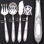 Antique French Sterling Silver 4pc Condiment or Hors d'Oeuvre Service Set in Box