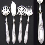 Antique French Sterling Silver 4pc Condiment or Hors d'Oeuvre Service Set in Box