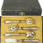 Antique French Sterling Silver 4pc Condiment or Hors d'Oeuvre Service Set in Box