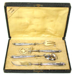 Antique French Sterling Silver 4pc Condiment or Hors d'Oeuvre Service Set in Box