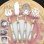Antique French Sterling Silver 4pc Condiment or Hors d'Oeuvre Service Set in Box