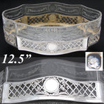 RARE Antique French Sterling Silver & Intaglio Engraved Glass 12.5" Jardiniere or Centerpiece