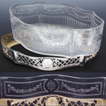 RARE Antique French Sterling Silver & Intaglio Engraved Glass 12.5" Jardiniere or Centerpiece