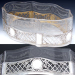 RARE Antique French Sterling Silver & Intaglio Engraved Glass 12.5" Jardiniere or Centerpiece