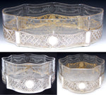 RARE Antique French Sterling Silver & Intaglio Engraved Glass 12.5" Jardiniere or Centerpiece