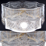 RARE Antique French Sterling Silver & Intaglio Engraved Glass 12.5" Jardiniere or Centerpiece