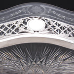 RARE Antique French Sterling Silver & Intaglio Engraved Glass 12.5" Jardiniere or Centerpiece