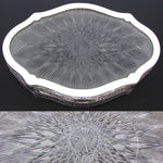 RARE Antique French Sterling Silver & Intaglio Engraved Glass 12.5" Jardiniere or Centerpiece
