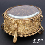 Lovely Antique French Napoleon III Jewelry Casket, Box, Figural Bas Relief & Beveled Glass Vitrine