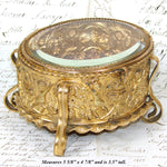 Lovely Antique French Napoleon III Jewelry Casket, Box, Figural Bas Relief & Beveled Glass Vitrine