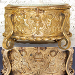 Lovely Antique French Napoleon III Jewelry Casket, Box, Figural Bas Relief & Beveled Glass Vitrine