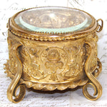 Lovely Antique French Napoleon III Jewelry Casket, Box, Figural Bas Relief & Beveled Glass Vitrine