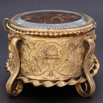 Lovely Antique French Napoleon III Jewelry Casket, Box, Figural Bas Relief & Beveled Glass Vitrine