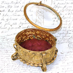 Lovely Antique French Napoleon III Jewelry Casket, Box, Figural Bas Relief & Beveled Glass Vitrine