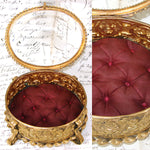 Lovely Antique French Napoleon III Jewelry Casket, Box, Figural Bas Relief & Beveled Glass Vitrine