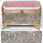 Lovely Antique French Napoleon III Jewelry Casket, Box, Figural Bas Relief & Beveled Glass Vitrine