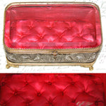 Lovely Antique French Napoleon III Jewelry Casket, Box, Figural Bas Relief & Beveled Glass Vitrine