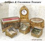 Lovely Antique French Napoleon III Jewelry Casket, Box, Figural Bas Relief & Beveled Glass Vitrine