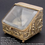 Antique French Napoleon III Pocket Watch Display Box, Casket, Figural Hunt Theme