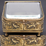 Antique French Napoleon III Pocket Watch Display Box, Casket, Figural Hunt Theme