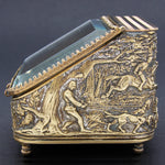Antique French Napoleon III Pocket Watch Display Box, Casket, Figural Hunt Theme