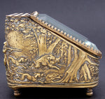 Antique French Napoleon III Pocket Watch Display Box, Casket, Figural Hunt Theme