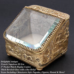 Antique French Napoleon III Pocket Watch Display Box, Casket, Chinoiserie Theme