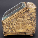 Antique French Napoleon III Pocket Watch Display Box, Casket, Chinoiserie Theme