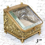 Antique French Napoleon III Pocket Watch Display Box, Casket, Figural WInged Cherubs or Putti